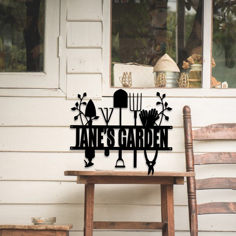 MeMate Garden Signs, Custom Metal Garden Signs Outdoor Decor, Garden Sign to Personalize, Personalized Garden Tool for Sign Women Mom Grandma, Rustic Decorations