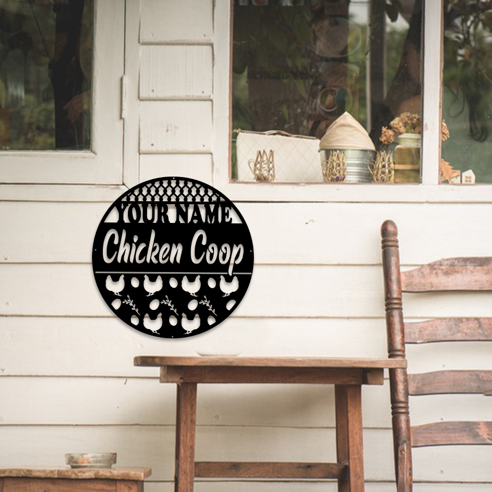 MeMate Chicken Coop Signs, Personalized Name Sign for Chicken Coops, Chicken Coop Signs for Farmhouse Decoration, Hen House Decor, Metal Signs Outdoor Decor, 8-24 inches Large Metal Sign, Farm Sign, Housewarming Gifts