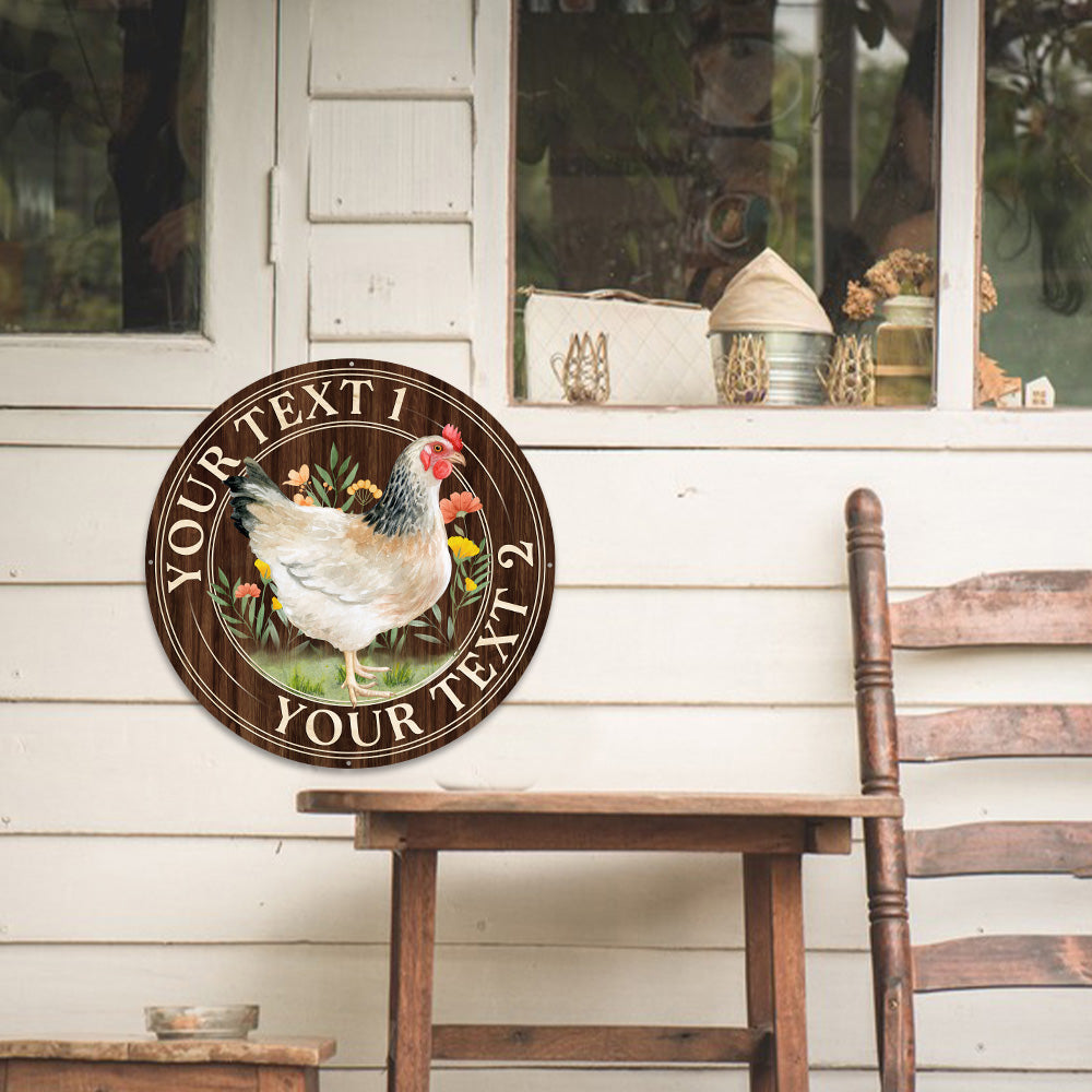 MeMate Chicken Coop Signs for Farmhouse Decoration, Hen House Decor, Metal Signs Outdoor Decor, Personalized Name Sign for Chicken Coops, 8-24 inches Large Metal Sign, Farm Sign, Housewarming Gifts