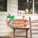 MeMate Flamingo Happy Place Signs, Flamingo House Outdoor Décor, Flamingo House Metal Sign, Personalized Flamingo Tropical Sign, Flamingo Metal Sign Housewarming Gift for Family Friend