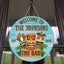 MeMate Tiki Bar Sign – Personalized Wooden Name Sign for Backyard, Patio, Tiki Lounge Decors, Beach Bar, Party Decorations – Custom Name Rustic Round Printed Wood Signs Wall Hanging Decorative