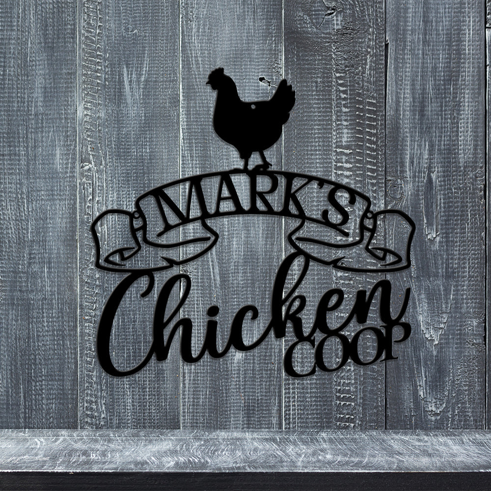 MeMate Personalized Name Sign for Chicken Coops, Chicken Coop Signs for Farmhouse Decoration, Hen House Decor, Metal Signs Outdoor Decor, 8-24 inches Large Metal Sign, Farm Sign, Housewarming Gifts