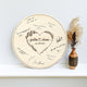 Memate Wedding Guestbook Alternative, Wedding Guest Books Personalized Family Name and Wedding Date, Heart Wooden Wedding Sign Board for Signature, Rustic Round Wooden Wedding Sign