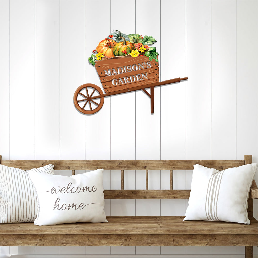 MeMate Garden Sign, Vegetable Garden Signs for Outdoor Decor, Personalized Metal Signs Garden, Customized Name Wall Art, Large Sign for She Shed Porch Deck, Personalized Outdoor Plaques