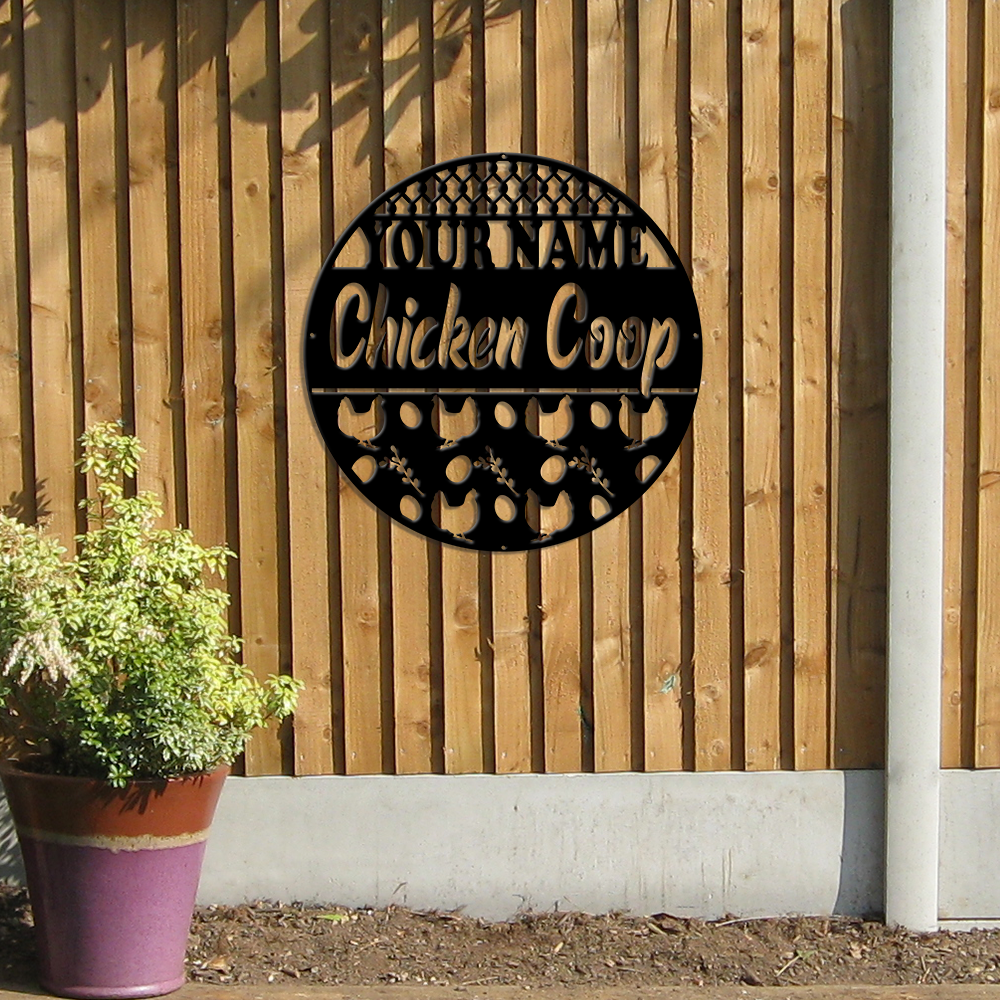 MeMate Chicken Coop Signs, Personalized Name Sign for Chicken Coops, Chicken Coop Signs for Farmhouse Decoration, Hen House Decor, Metal Signs Outdoor Decor, 8-24 inches Large Metal Sign, Farm Sign, Housewarming Gifts