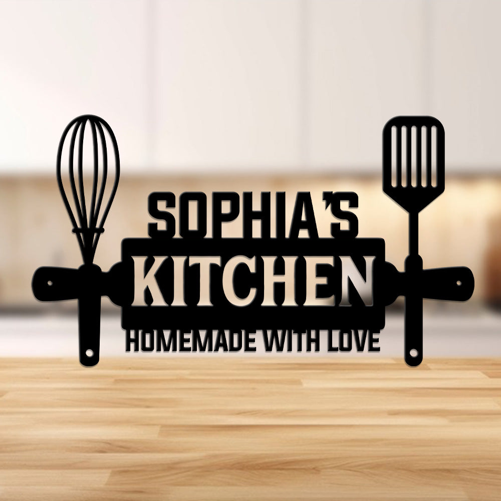 MeMate Kitchen Sign, Personalized Metal Name Signs, Custom Kitchen Sign for Indoor Kitchen Home Wall Décor, Kitchen Signs for Home Decor, Housewarming Gift for Mom Wife Grandmother Friend Family