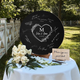 Memate Wedding Guestbook Alternative, Wedding Guest Books Personalized, Custom Signs Family Name Wedding Date for Couple, Wedding Guess Book Sign Board for Signature, Rustic Round Wooden Wedding Book Alternative 01