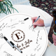 Memate Wedding Guestbook Alternative Personalized, Wedding Guest Books, Custom Wedding Signs Name Date, Wooden Wedding Guess Book Sign Board for Signature, Rustic Round Wedding Book Alternative 02