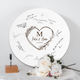 Memate Wedding Guestbook Alternative, Wedding Guest Books Personalized, Custom Signs Family Name Wedding Date for Couple, Wedding Guess Book Sign Board for Signature, Rustic Round Wooden Wedding Book Alternative 03
