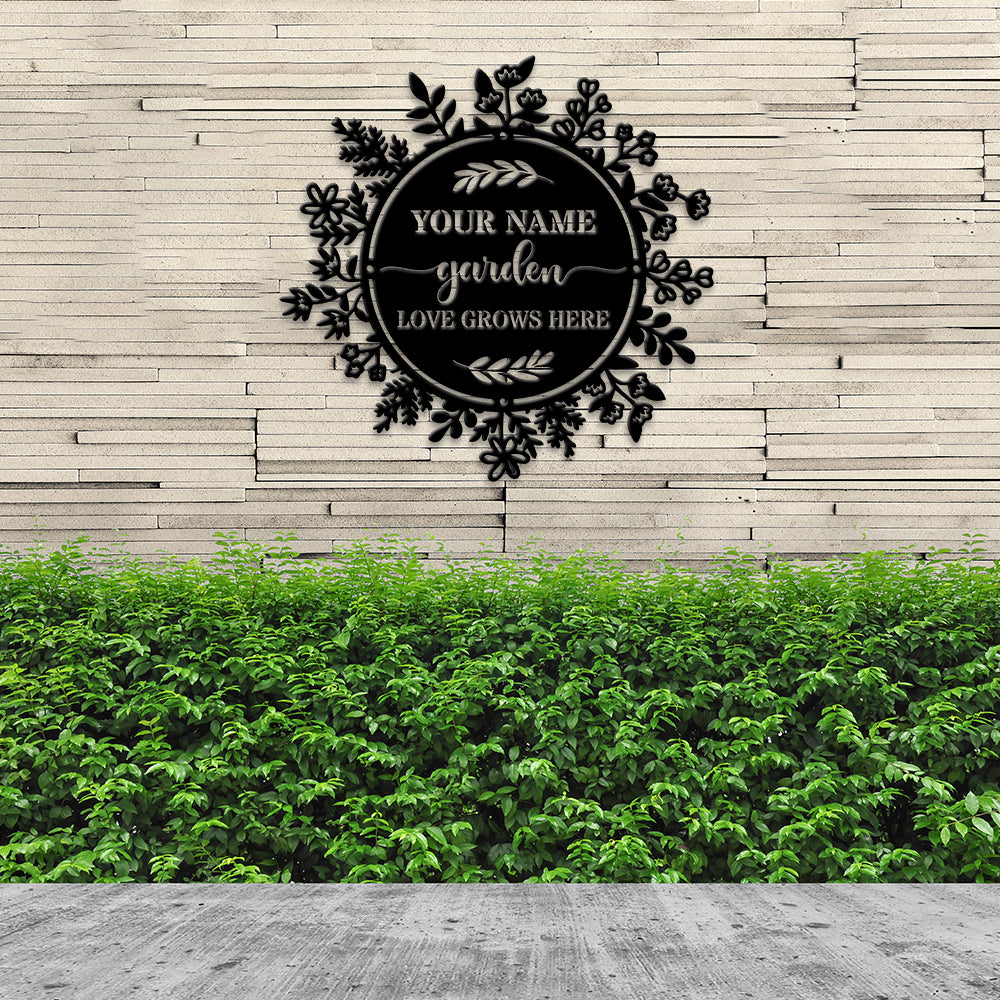 MeMate Personalized Metal Sign Bee, Bee Farm Sign, Custom Garden Metal Signs Outdoor Décor, 8" - 24" Garden Signs Metal, Bee Flowers Garden Signs to Personalize, Shed Shed Sign, Rustic Plaque