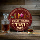 MeMate Custom Tiki Bar Sign - Personalized Wooden Name Sign for Tiki Lounge, Backyard, Patio, Beach Bar, Party Decors - Vintage Rustic Round Printed Wood Signs Wall Hanging Decorative