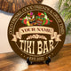 MeMate Tiki Bar Sign – Tiki Lounge Decor - Personalized Wooden Name Sign for Poolside, Patio, Backyard, Beach Party Decors – Custom Year Tiki Bar Rustic Round Printed Wood Signs Wall Hanging Decorative