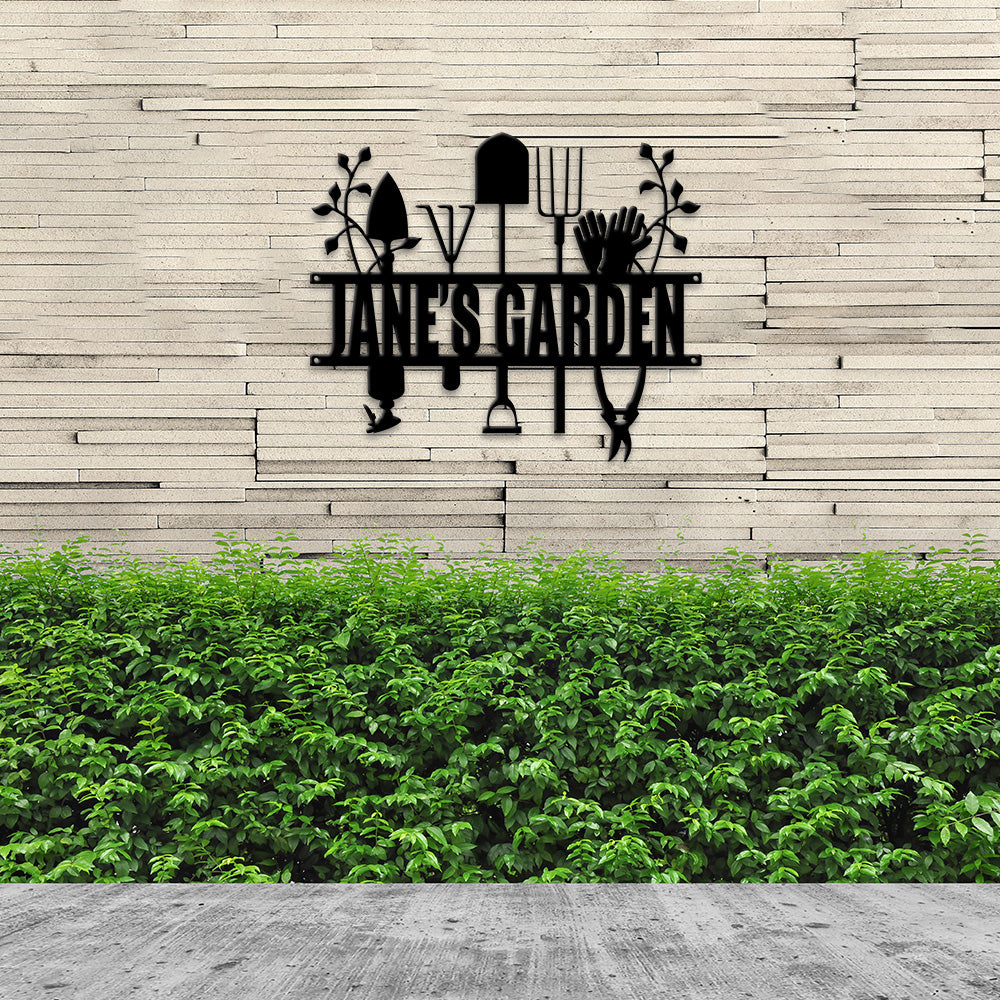 MeMate Garden Signs, Custom Metal Garden Signs Outdoor Decor, Garden Sign to Personalize, Personalized Garden Tool for Sign Women Mom Grandma, Rustic Decorations