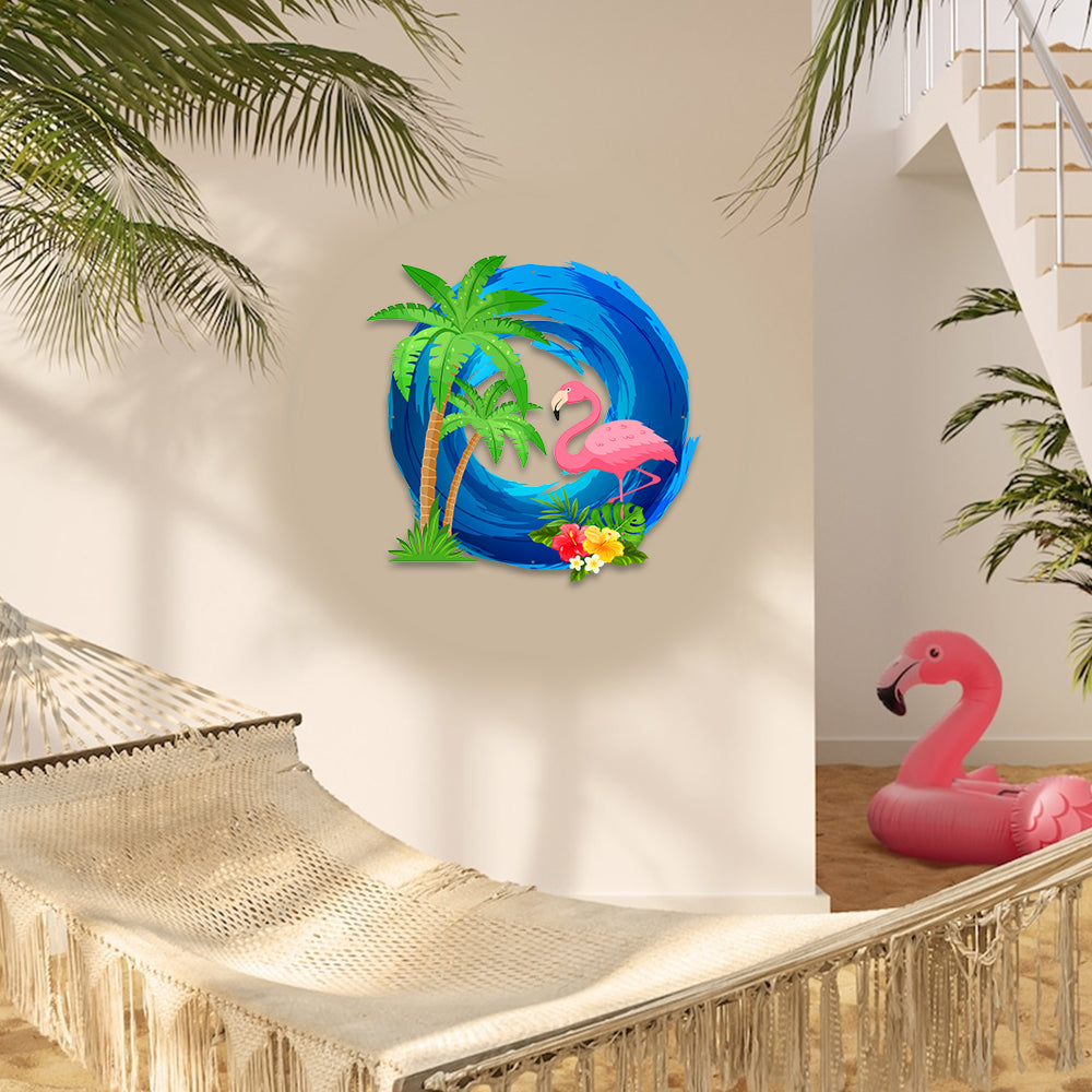 MeMate Pink Flamingo Sign Decor, Outdoor Décor for Backyard, Patio, Pool, Kitchen, Lounge, Flamingo Outdoor Sign, Metal Sign Housewarming Gift for Family Friend