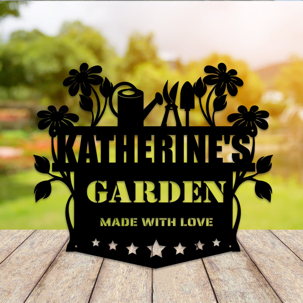 MeMate Vegetable Garden Sign, Personalized Metal Signs, Garden Sign to Personalize, Customized Name Wall Art for Garden Outdoor Decor, Outdoor Plaque Large Sign for Potting Shed, She Shed (Copy)
