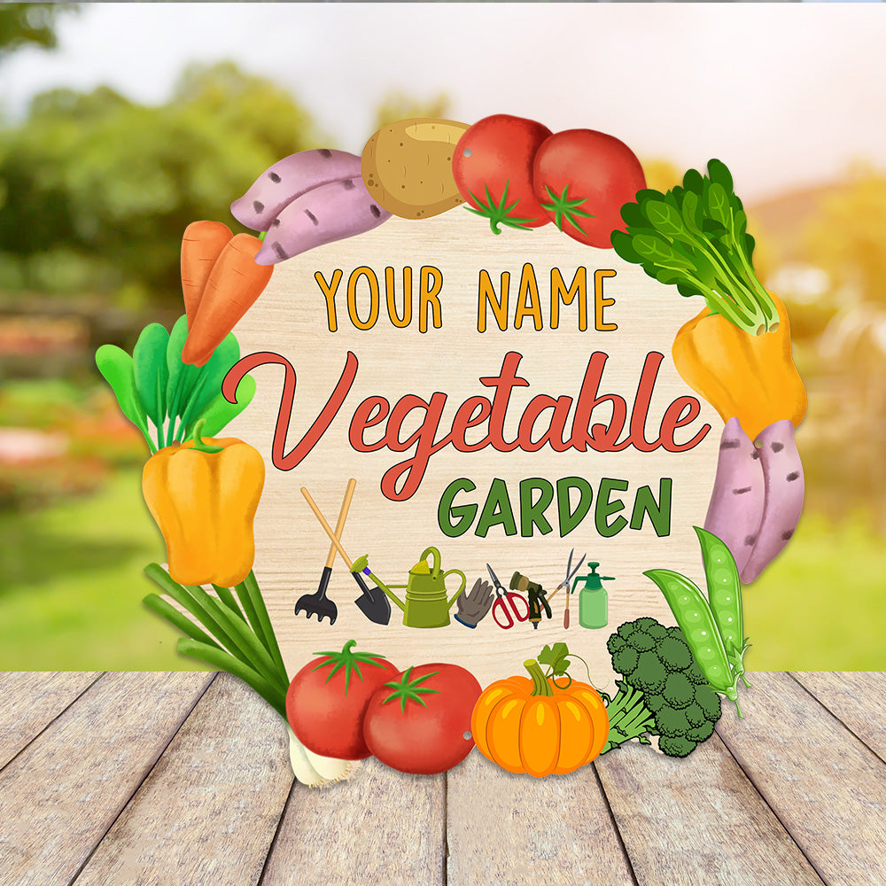 MeMate Vegetable Garden Signs, Personalized Metal Signs, Garden Sign to Personalize, Large Sign for She Shed, Customized Name Wall Art for Garden Outdoor Decor, Personalized Outdoor Plaque