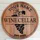 MeMate Personalized Name Wine Cellar Sign fo Home Decor - Wine Sign Custom Printed Wooden Name Sign, Year, Text for Wine Cellar, Man Cave, Housewarming, Newlyweds, Wedding, Wine Lovers Wall Decor