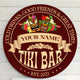 MeMate Tiki Bar Sign – Tiki Lounge Decor - Personalized Wooden Name Sign for Poolside, Patio, Backyard, Beach Party Decors – Custom Year Tiki Bar Rustic Round Printed Wood Signs Wall Hanging Decorative