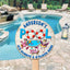 MeMate Pool Signs Outdoor Decor, Personalized Name Wooden Pool Sign, Poolside Decor, It's Always 5 O'Clock Here Swimming Pool Decorations, Flamingo Swim Wood Plaque for Backyards Patio Housewarming