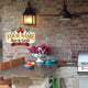 MeMate Metal BBQ Signs, Bar and Grill Sign to Personalize, Personalized Barbecue Metal Signs Kitchen Decor, Custom Name Outdoor Plaques, Rustic Decorations for Man Cave