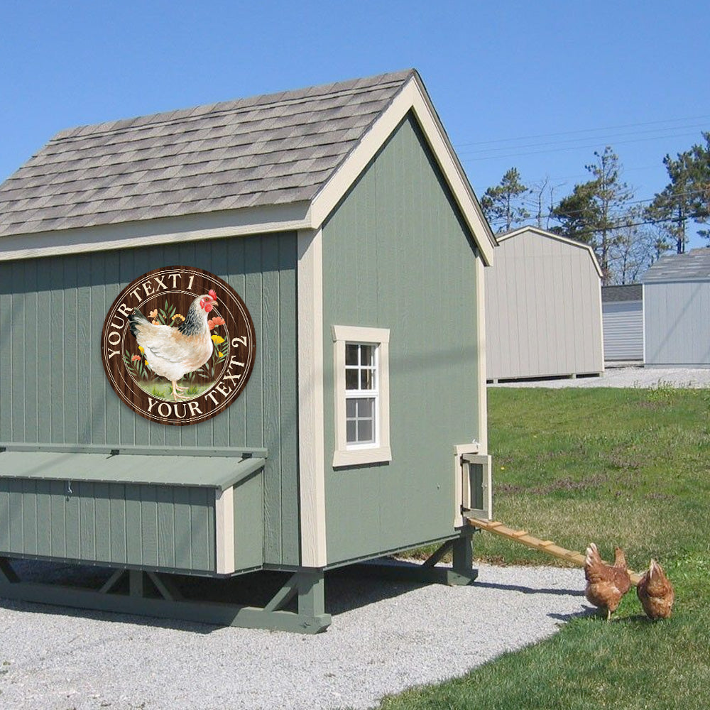 MeMate Chicken Coop Signs for Farmhouse Decoration, Hen House Decor, Metal Signs Outdoor Decor, Personalized Name Sign for Chicken Coops, 8-24 inches Large Metal Sign, Farm Sign, Housewarming Gifts