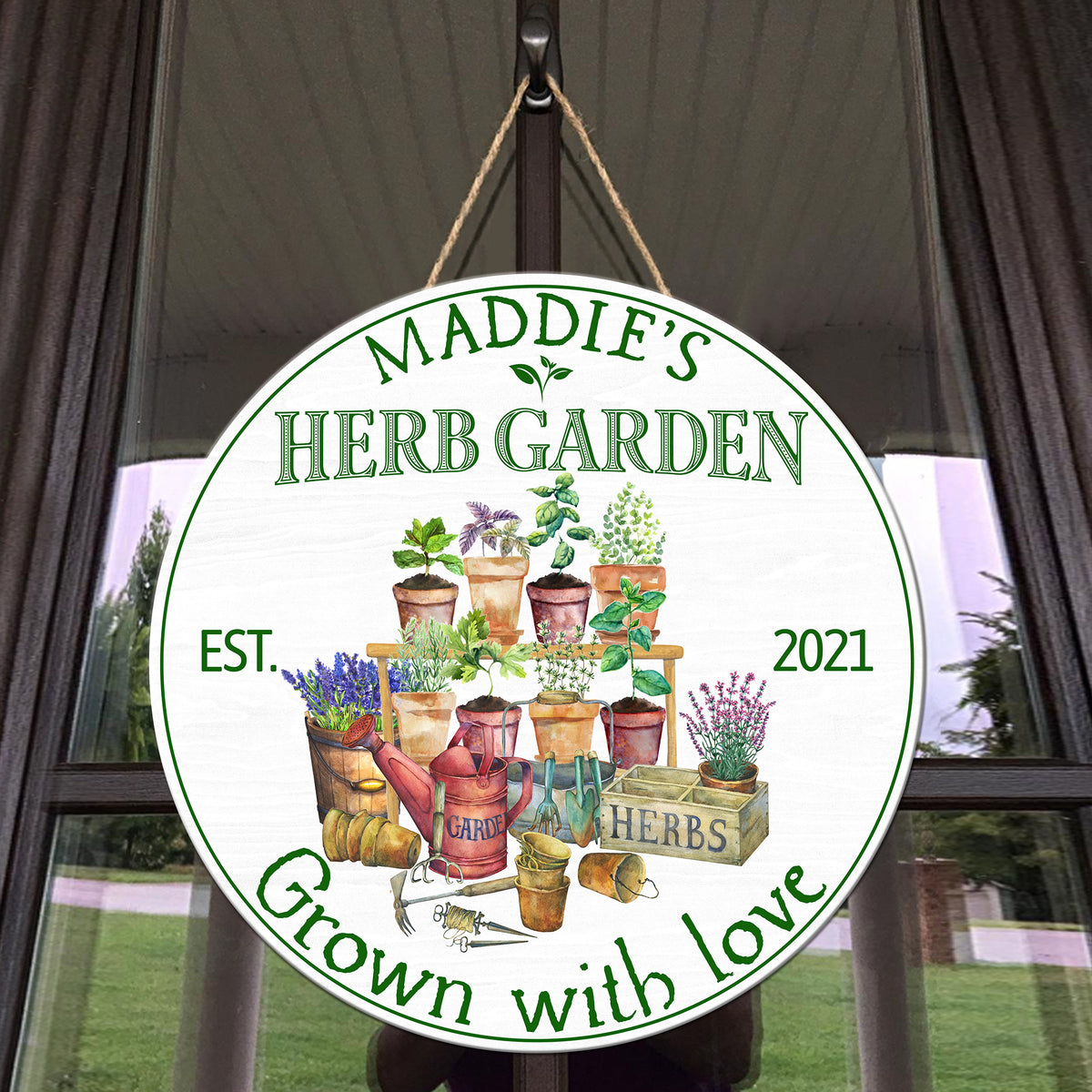MeMate Herb Garden Signs Outdoor Decor, Personalized Name Wooden Garden Sign, Herb Garden Decor, 4 Sizes Rustic Wood Plaque for Gardeners Gardening Lovers Housewarming Gifts