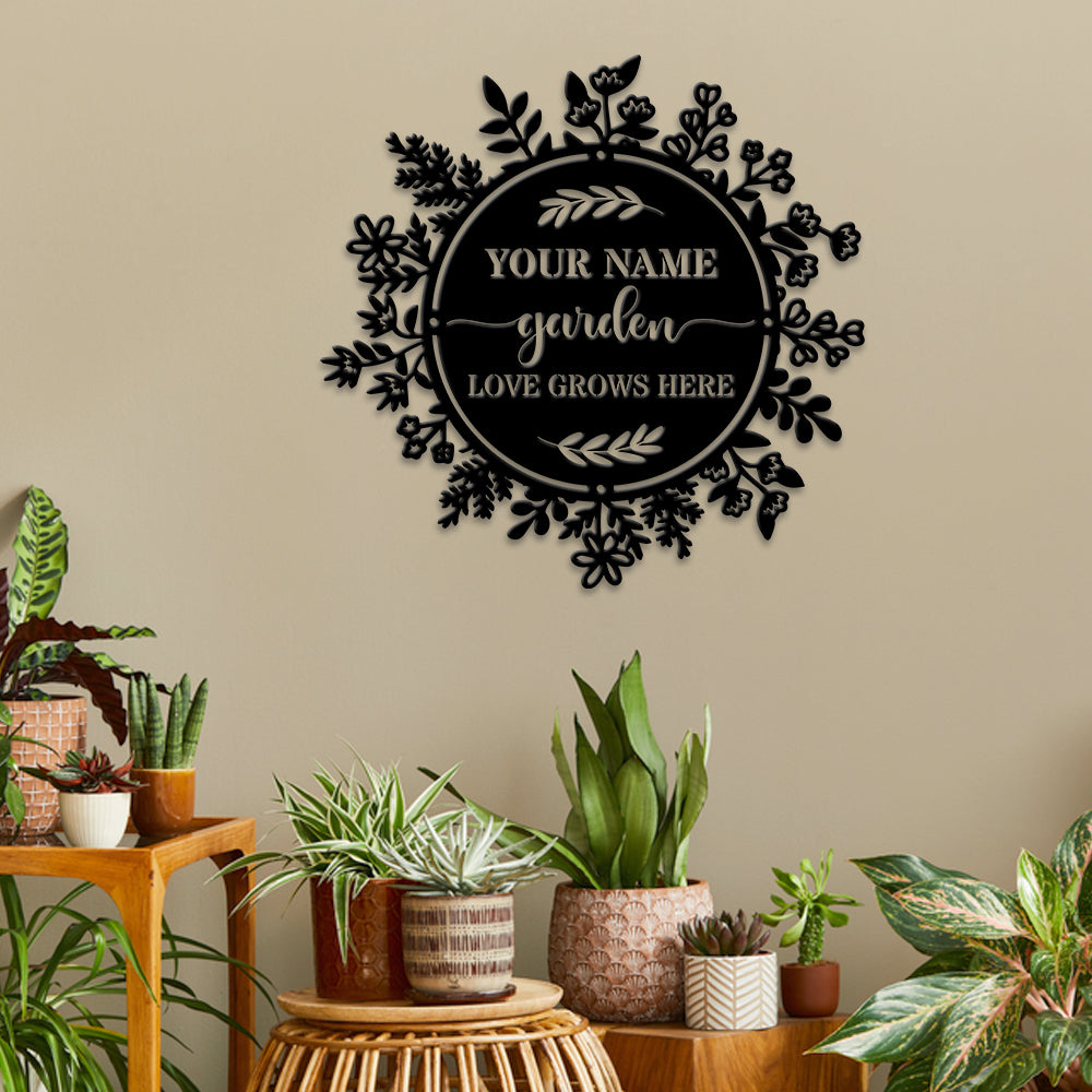 MeMate Personalized Metal Sign Bee, Bee Farm Sign, Custom Garden Metal Signs Outdoor Décor, 8" - 24" Garden Signs Metal, Bee Flowers Garden Signs to Personalize, Shed Shed Sign, Rustic Plaque