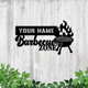 MeMate BBQ Sign, Barbecue Sign for Patio Decoration, BBQ Zone Patio Sign, Outdoor Decor, Personalized Metal Sign for Backyard, Custom Name Signs for Backyard, Large Metal Sign for Outside, Housewarming Gifts