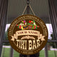 MeMate Tiki Bar Sign – Tiki Lounge Decor - Personalized Wooden Name Sign for Poolside, Patio, Backyard, Beach Party Decors – Custom Year Tiki Bar Rustic Round Printed Wood Signs Wall Hanging Decorative