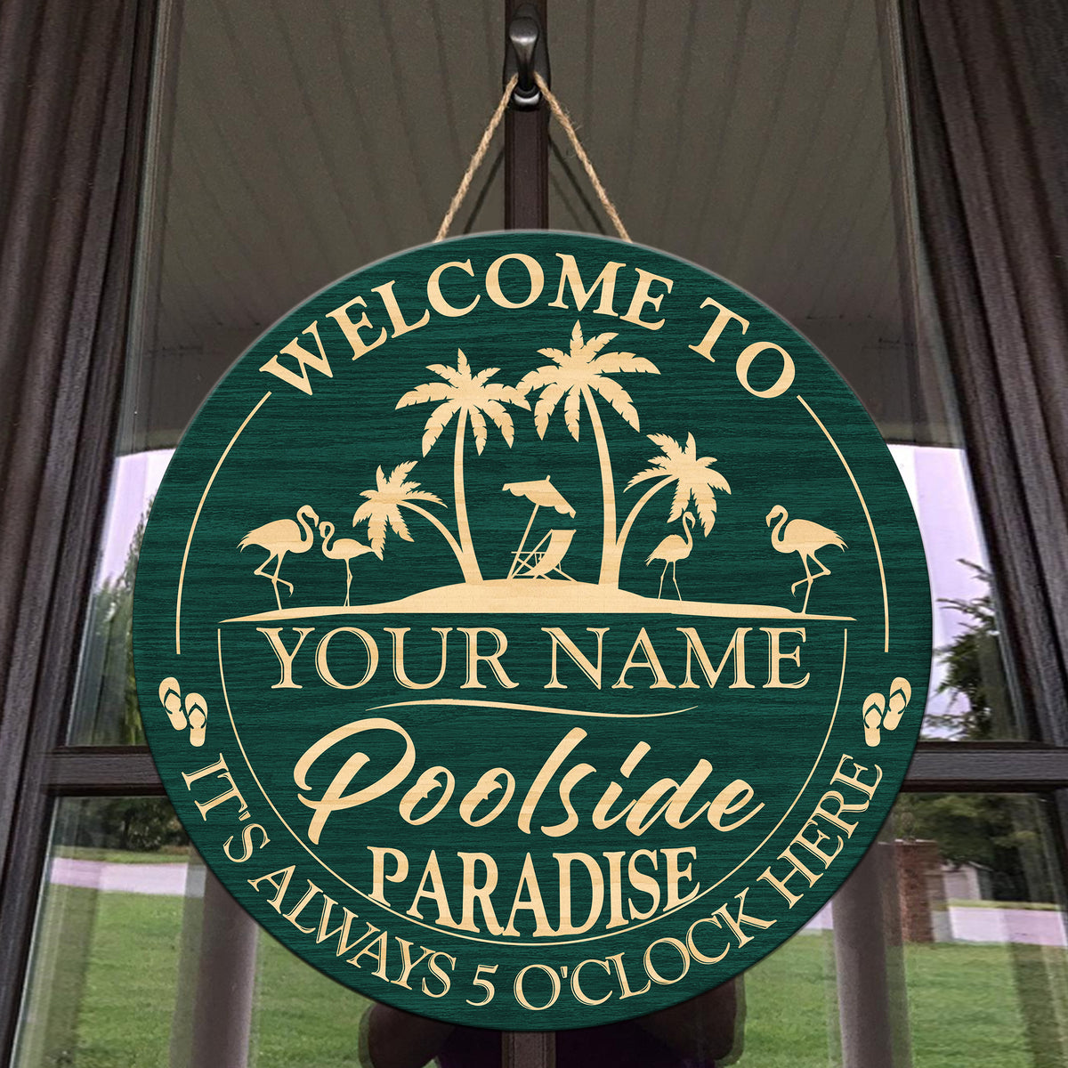 MeMate Poolside Signs Personalized Name Color Wooden Sign Outdoor, Poolside Decor, Customized Pool Sign, Swimming Pool Decorations for Wall, Wood Plaque for Backyards Patio Housewarming Gifts
