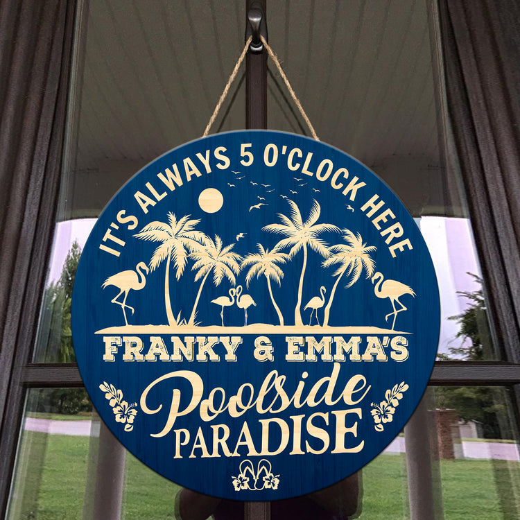 poolside sign