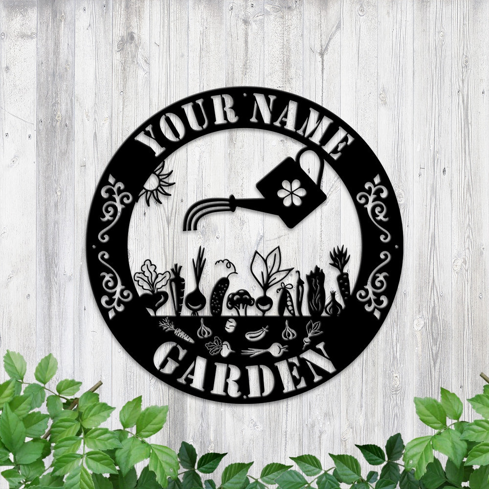 MeMate Personalized Metal Sign for Garden, Flowers Garden Sign Metal, Custom Name Signs for Garden, Potting Shed, Porch, Deck, Large Metal Garden Sign