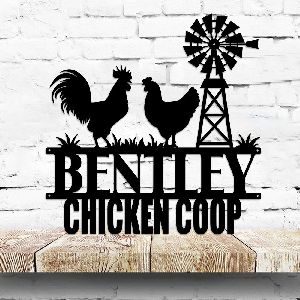 MeMate Chicken Coop Signs for Farmhouse Decoration, Hen House Decor, Metal Signs Outdoor Decor, Personalized Name Sign for Chicken Coops, 8-24 inches Large Metal Sign, Farm Sign, Housewarming Gifts