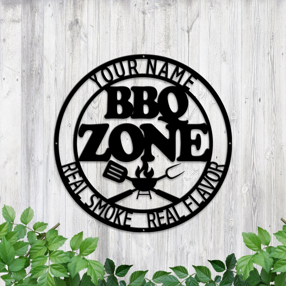MeMate Metal BBQ Signs, Grill Sign to Personalize, Personalized Barbecue Metal Signs Kitchen Decor, Custom Name Outdoor Plaques, Rustic Decorations for Man Cave