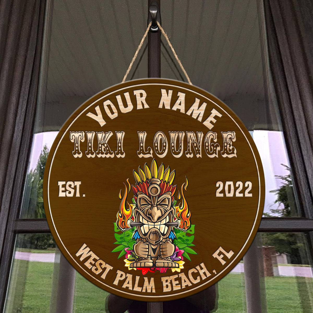 MeMate Tiki Bar Signs Personalized Name Color Wooden Sign Outdoor, Tiki Bar Decor, Customized Tiki Sign, Tiki Lounge Decorations for Wall, Wood Plaque for Backyards Patio Housewarming Gifts