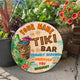 MeMate Custom Tiki Bar Sign – Personalized Wooden Name Sign for Backyard, Patio, Tiki Lounge Decors, Beach Bar, Party Decorations – Rustic Round Printed Wood Signs Wall Hanging Decorative