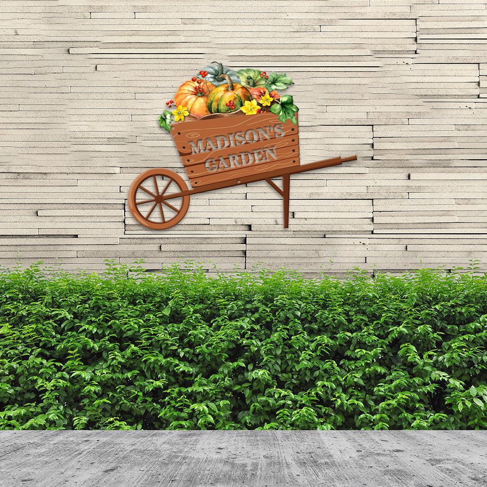 MeMate Garden Sign, Vegetable Garden Signs for Outdoor Decor, Personalized Metal Signs Garden, Customized Name Wall Art, Large Sign for She Shed Porch Deck, Personalized Outdoor Plaques