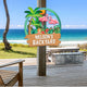 MeMate Flamingo Lounge Signs, Flamingo House Outdoor Décor, Flamingo House Metal Sign, Personalized Flamingo Tropical Sign, Flamingo Metal Sign Housewarming Gift for Family Friend