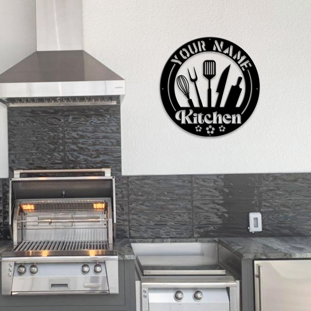 MeMate Kitchen Sign, Personalized Metal Name Signs, Custom Kitchen Sign for Indoor Kitchen Home Wall Décor, Kitchen Signs for Home Decor, Housewarming Gift for Mom Wife Grandmother Friend Family