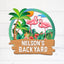 MeMate Flamingo Lounge Signs, Flamingo House Outdoor Décor, Flamingo House Metal Sign, Personalized Flamingo Tropical Sign, Flamingo Metal Sign Housewarming Gift for Family Friend