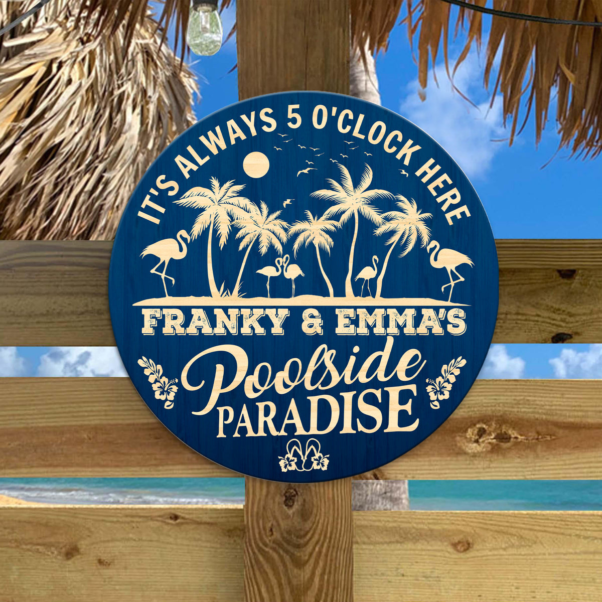 MeMate Poolside Signs Personalized Name Text Wooden Sign Outdoor, Poolside Decor, Customized Pool Sign, Swimming Pool Decorations for Wall, Wood Plaque for Backyards Patio Housewarming Gifts