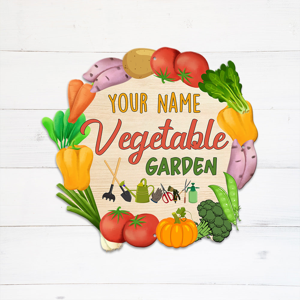 MeMate Vegetable Garden Signs, Personalized Metal Signs, Garden Sign to Personalize, Large Sign for She Shed, Customized Name Wall Art for Garden Outdoor Decor, Personalized Outdoor Plaque