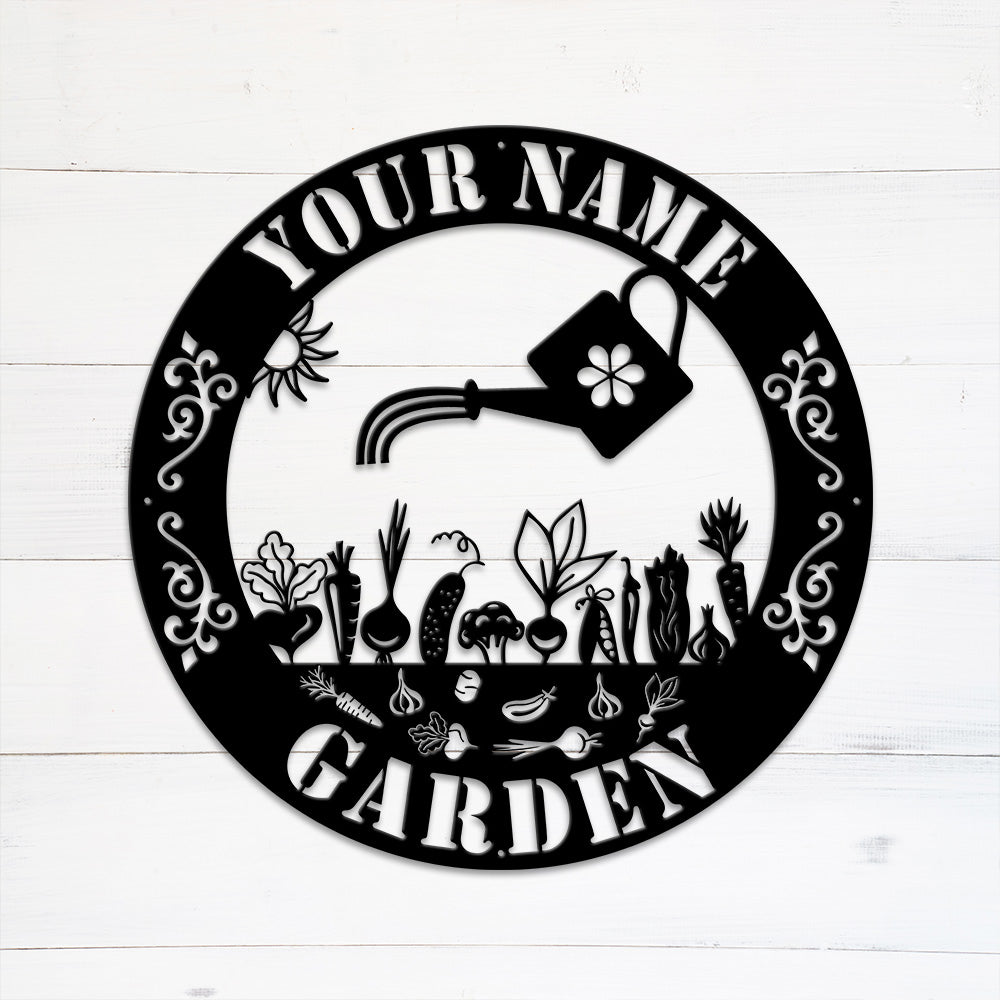 MeMate Personalized Metal Sign for Garden, Flowers Garden Sign Metal, Custom Name Signs for Garden, Potting Shed, Porch, Deck, Large Metal Garden Sign