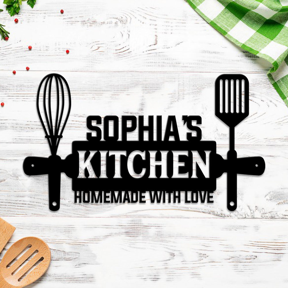 MeMate Kitchen Sign, Personalized Metal Name Signs, Custom Kitchen Sign for Indoor Kitchen Home Wall Décor, Kitchen Signs for Home Decor, Housewarming Gift for Mom Wife Grandmother Friend Family