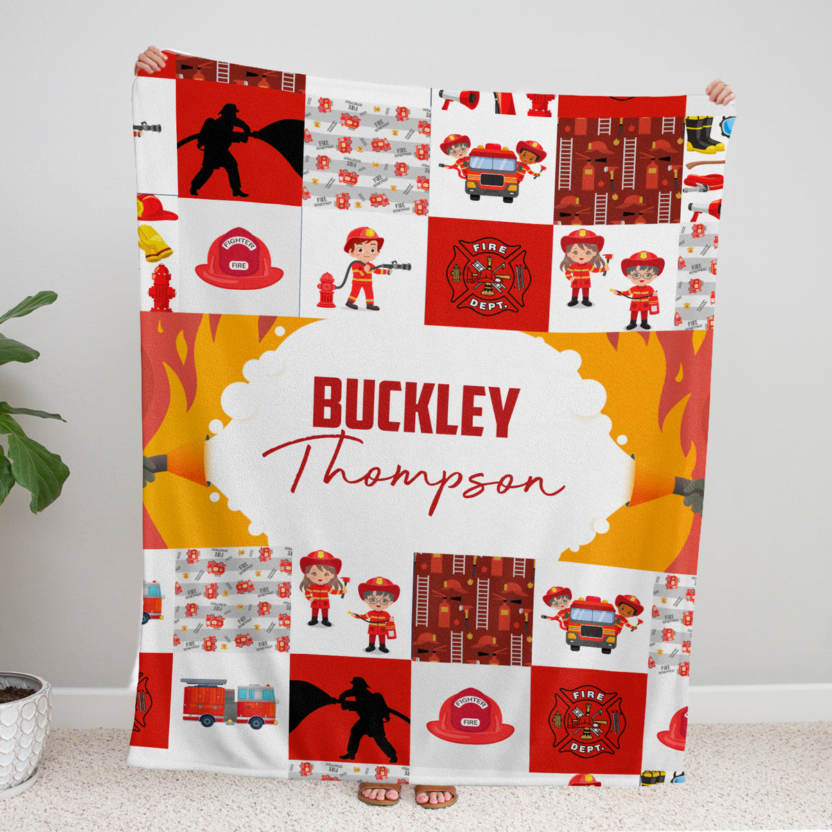 Firefighter Baby Blankets, Baby Firefighter Blanket, Personalized Baby Blankets for Boys, Custom Baby Blankets Name, Firefighter Swaddle Blanket, Plush Blankets for Baby Girl Son Toddlers Kids Visit the locobird Store