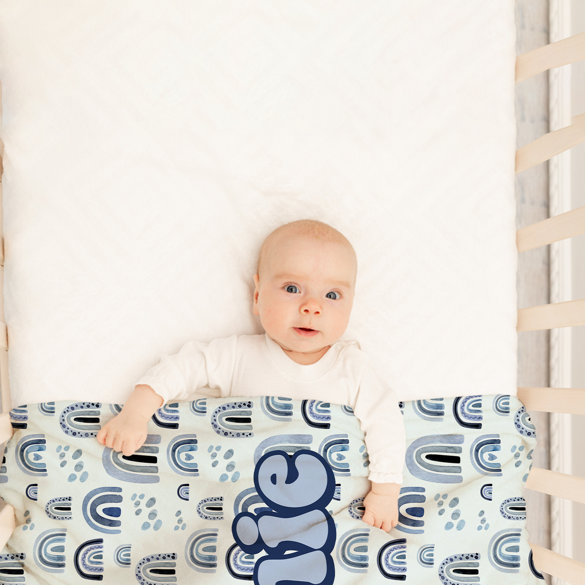 Rainbow Baby Blankets, Personalized Baby Blankets for Girls, Baby Girl Swaddle Blanket, Custom Baby Rainbow Blanket Blue, Plush Blankets for Newborn Infant Daughter Granddaughter Toddlers Kids
