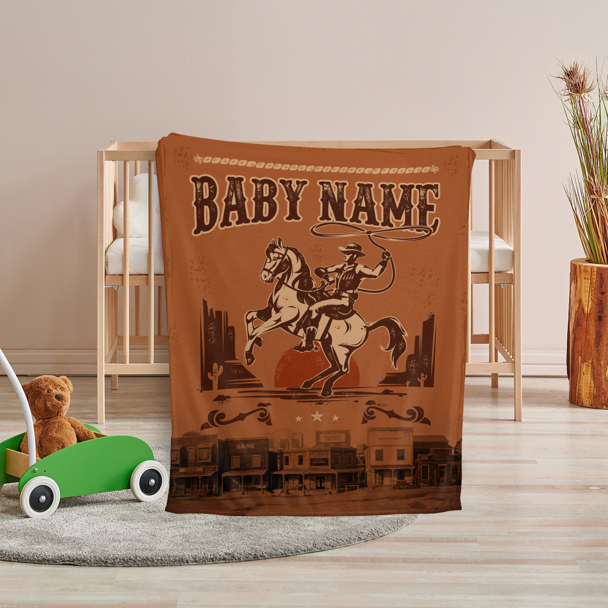 Baby Western Blankets, Cowboy Baby Blankets, Personalized Country Baby Blankets for Boys Girls, Baby Boy Stuff, Custom Baby Blankets Name Fleece Blankets for Infant Newborn Son Daughter