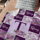 Purple Baby Blankets, Floral Baby Blankets Monogrammed, Personalized Baby Blankets, Custom Blanket with Name for Baby Girl, Flowers Fleece Blanket for Girls, Plush Blanket for Daughter Kids