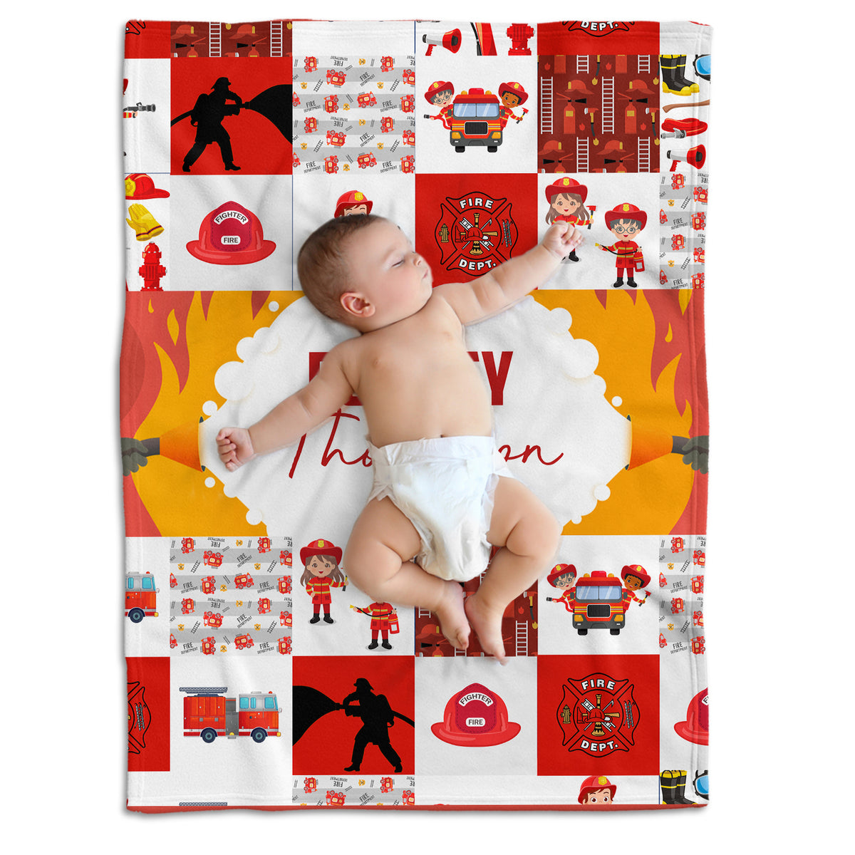 Firefighter Baby Blankets, Baby Firefighter Blanket, Personalized Baby Blankets for Boys, Custom Baby Blankets Name, Firefighter Swaddle Blanket, Plush Blankets for Baby Girl Son Toddlers Kids Visit the locobird Store
