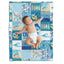 Surfer Baby Blankets, Surfboard Baby Blanket, Personalized Baby Blankets for Boys Surfing, Custom Baby Blankets Name for Girls, Beach Swaddle Blanket, Blue Plush Blankets for Newborn Toddlers Kids